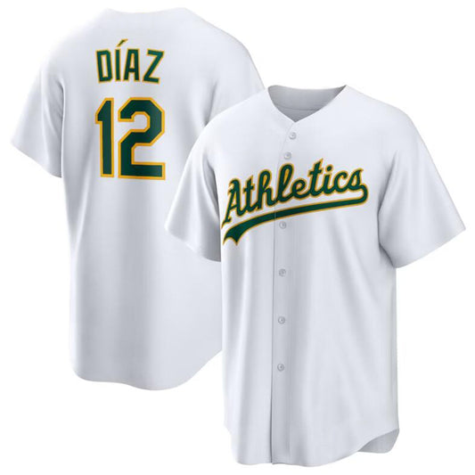 Oakland Athletics #12 Aledmys Díaz White Home Replica Player Jersey