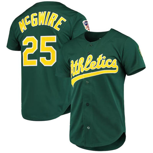 Oakland Athletics #25 Mark McGwire Green 1997 Cooperstown Collection Authentic Player Jersey