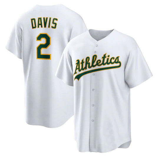 Oakland Athletics #2 Khris Davis White Home Replica Player Name Jersey Baseball Jerseys