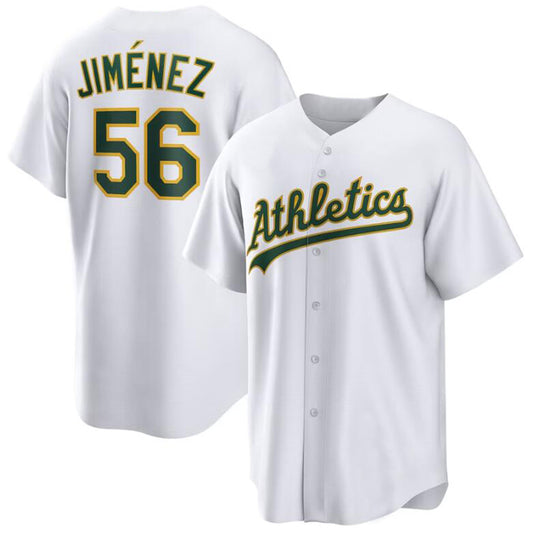 Oakland Athletics #56 Dany Jiménez White Home Replica Player Jersey