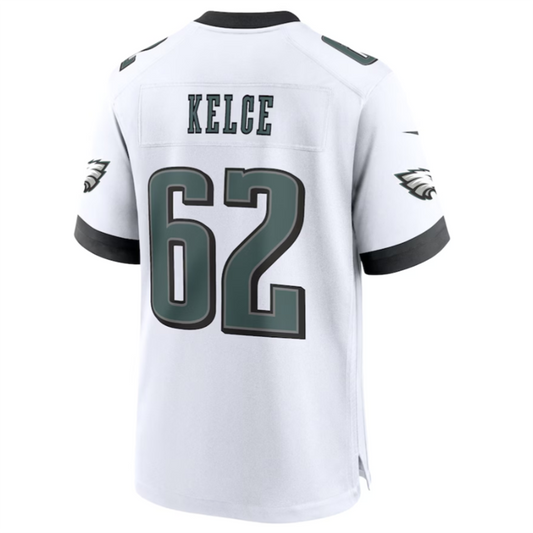 P.Eagles #62 Jason Kelce White White Game Jersey Stitched American Football Jerseys