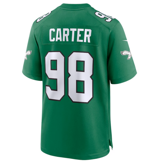 P.Eagles #98 Jalen Carter Green Alternate Game Jersey Stitched American Football Jerseys