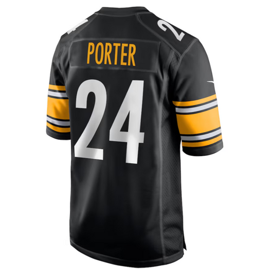 P.Steelers #24 Joey Porter Jr. Black 2023 Draft Pick Game Jersey American Stitched Football Jerseys