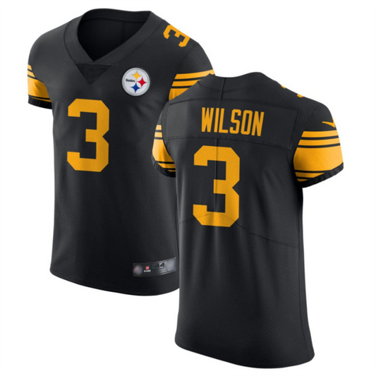 P.Steelers #3 Russell Wilson Black Vapor Untouchable Elite Rush Jersey American Stitched Football Jerseys