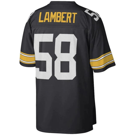 P.Steelers #58 Jack Lambert Mitchell & Ness Black Legacy Replica Player Jersey Stitched American Football Jerseys