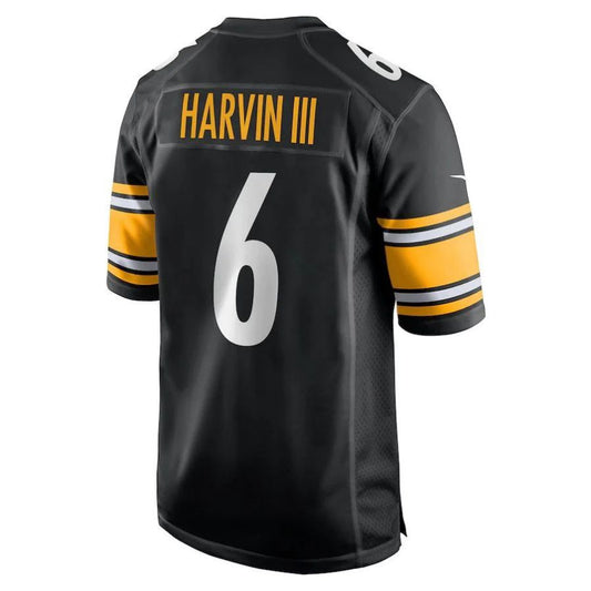 P.Steelers #6 Pressley Harvin III Black Player Game Jersey Stitched American Football Jerseys