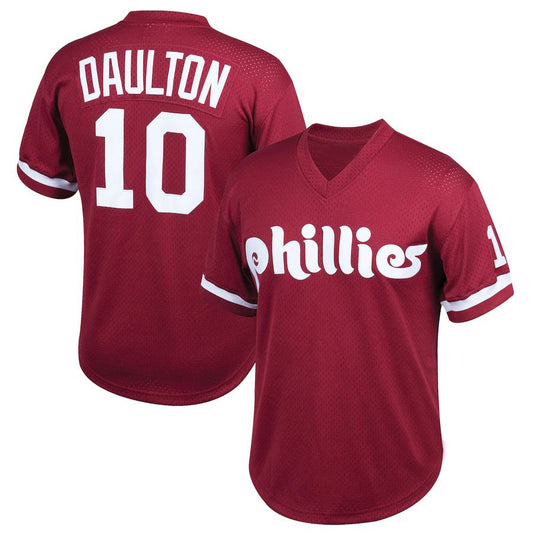 Philadelphia Phillies #10 Darren Daulton Mitchell & Ness Burgundy Cooperstown Collection Mesh Batting Practice Player Jersey
