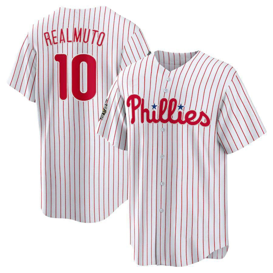 Philadelphia Phillies #10 J.T. Realmuto White 2022 World Series Home Replica Player Jersey Baseball Jerseys