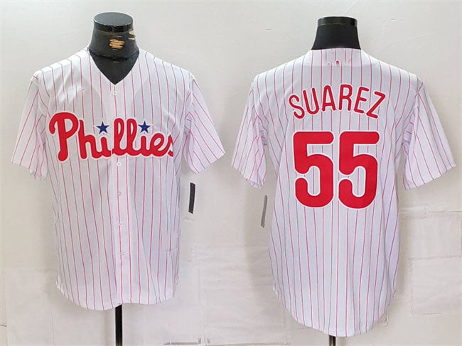 P.Phillies #55 Ranger Su¨¢rez Player Game Jersey White Cool Base Stitched Baseball Jerseys