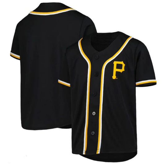 Custom Pittsburgh Pirates Black Full-Button Replica Jersey Baseball Jerseys