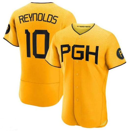 Pittsburgh Pirates #10 Bryan Reynolds 2023 City Connect Authentic Player Jersey - Gold Baseball Jerseys