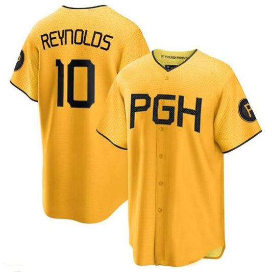 Pittsburgh Pirates #10 Bryan Reynolds 2023 City Connect Replica Player Jersey - Gold Baseball Jerseys