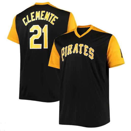 Pittsburgh Pirates #21 Roberto Clemente Cooperstown Collection Player Replica Jersey - Black Gold Baseball Jerseys