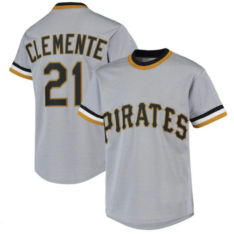 Pittsburgh Pirates #21 Roberto Clemente Road Cooperstown Collection Player Jersey - Gray Baseball Jerseys