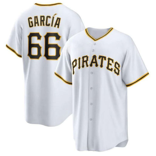 Pittsburgh Pirates #66 Jarlín García Home Replica Player Jersey - White Baseball Jerseys
