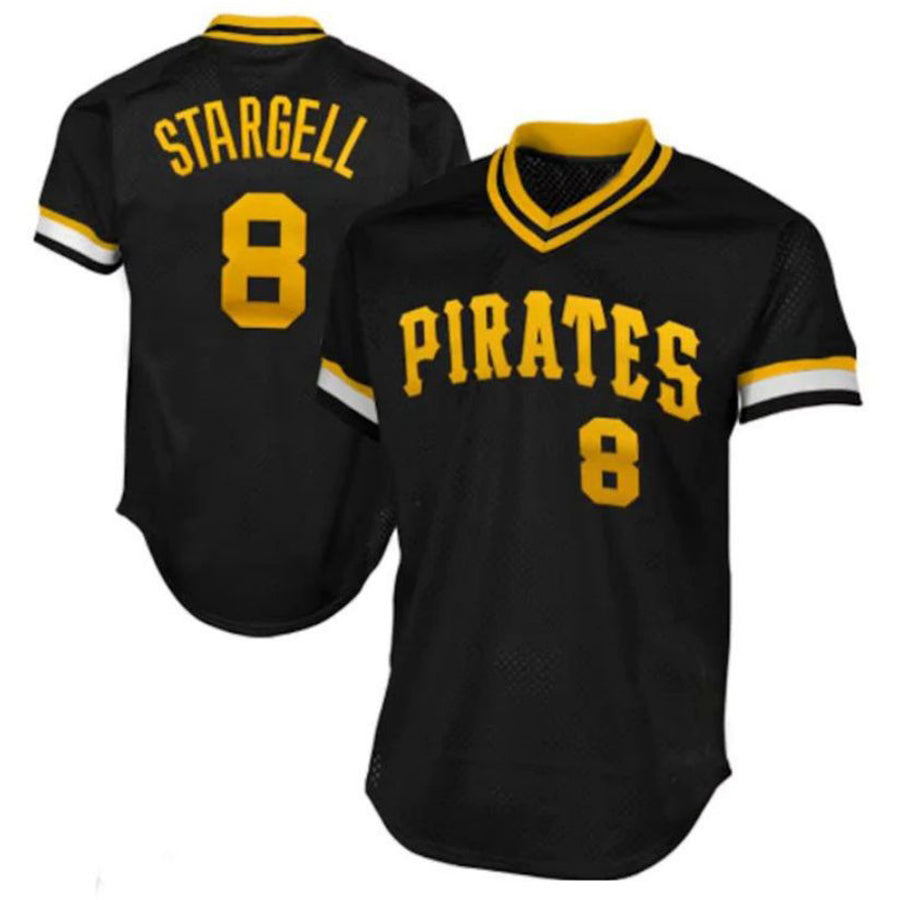 Pittsburgh Pirates #8 Willie Stargell Mitchell & Ness 1982 Authentic Cooperstown Collection Mesh Batting Practice Player Jersey - Black Baseball Jerseys