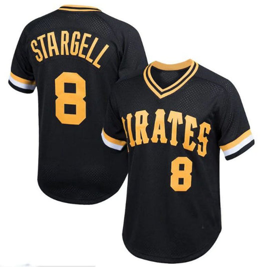 Pittsburgh Pirates #8 Willie Stargell Cooperstown Collection Mesh Batting Practice Player Jersey - Black Baseball Jerseys