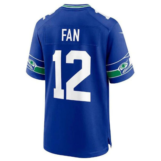 S.Seahawks #12 12th Fan Throwback Player Game Jersey - Royal Stitched American Football Jerseys