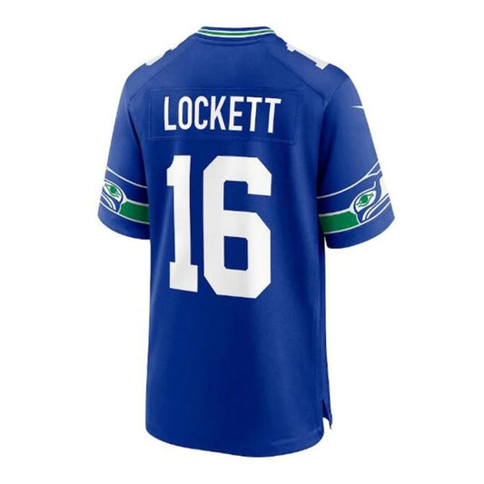 S.Seahawks #16 Tyler Lockett Throwback Player Game Jersey - Royal Stitched American Football Jerseys