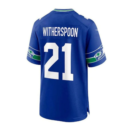 S.Seahawks #21 Devon Witherspoon Throwback Player Game Jersey - Royal Stitched American Football Jerseys