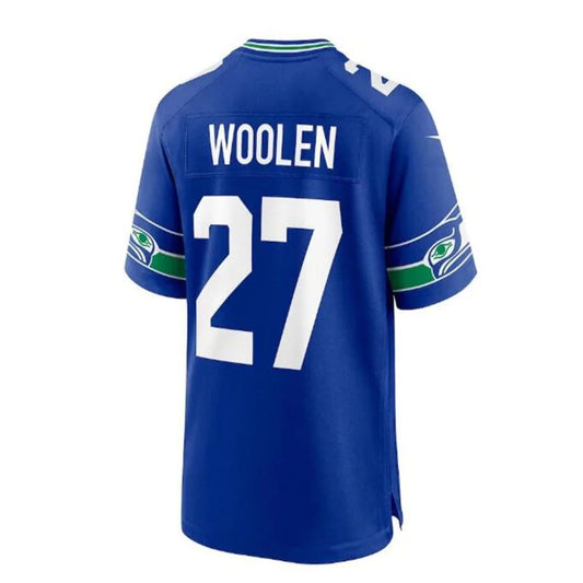 S.Seahawks #27 Tariq Woolen Throwback Player Game Jersey - Royal Stitched American Football Jerseys