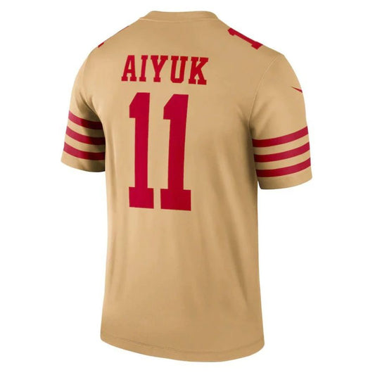 SF.49ers #11 Brandon Aiyuk Gold Inverted Legend Player Jersey Stitched American Football Jerseys