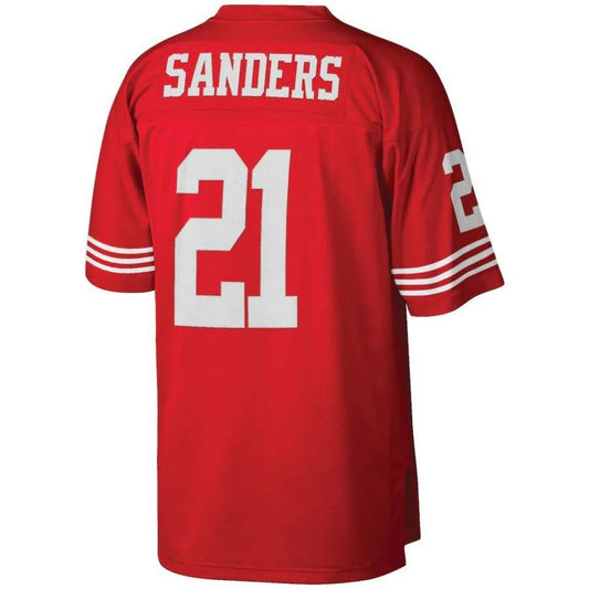 SF.49ers #21 Deion Sanders Mitchell & Ness Scarlet Legacy Replica Player Jersey Stitched American Football Jerseys