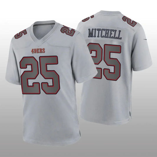 SF.49ers #25 Elijah Mitchell Gray Atmosphere Player Game Jersey Stitched American Football Jersey