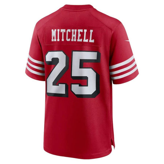 SF.49ers #25 Elijah Mitchell Scarlet Alternate Team Player Game Jersey Stitched American Football Jerseys