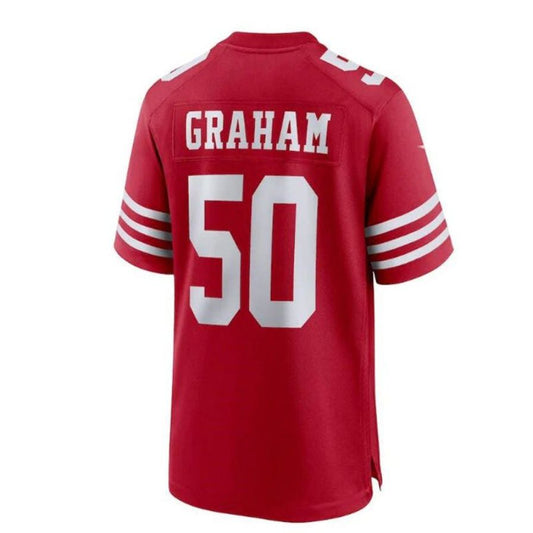 SF.49ers #50 Jalen Graham Team Player Game Jersey - Scarlet Stitched American Football Jerseys