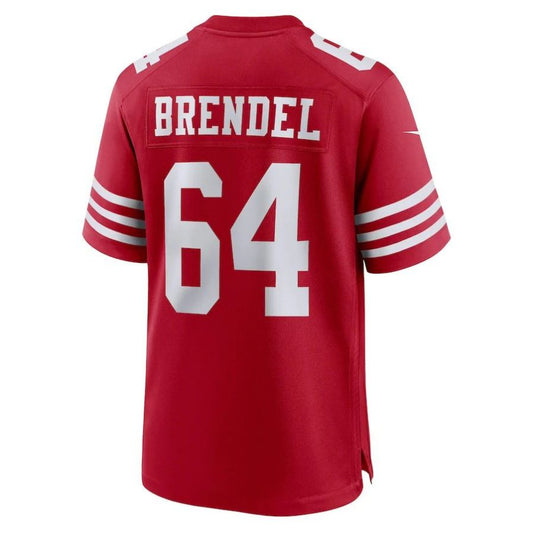 SF.49ers #64 Jake Brendel Scarlet Game Player Jersey Stitched American Football Jerseys