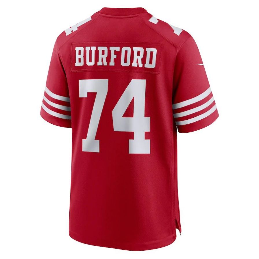 SF.49ers #74 Spencer Burford Scarlet Game Player Jersey Stitched American Football Jerseys