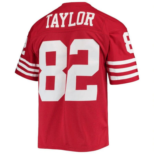 SF.49ers #82 John Taylor Mitchell & Ness Scarlet 1990 Legacy Replica Player Jersey Stitched American Football Jerseys
