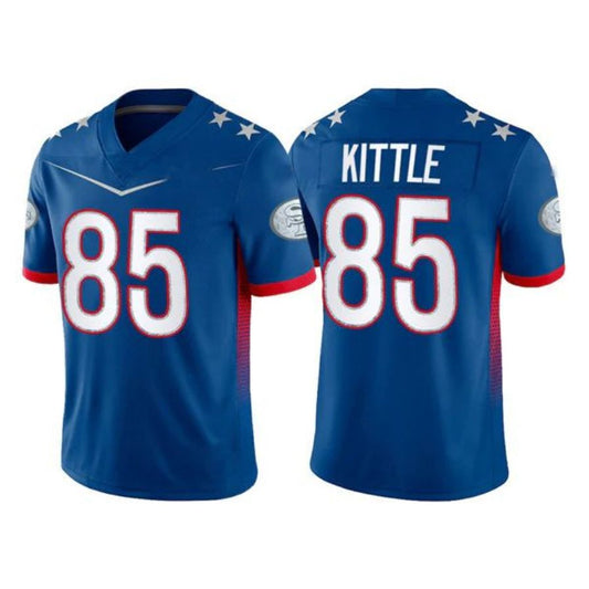 SF.49ers #85 George Kittle 2022 Royal Pro Bowl Stitched Player Jersey American Football Jersey