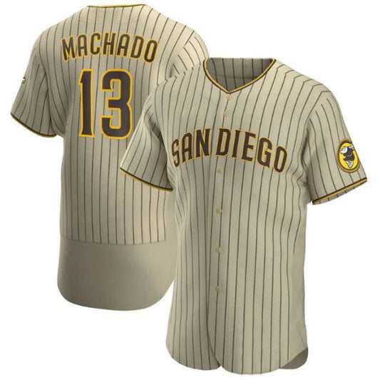 San Diego Padres #13 Manny Machado Alternate Authentic Player Jersey - Tan Brown Baseball Jerseys