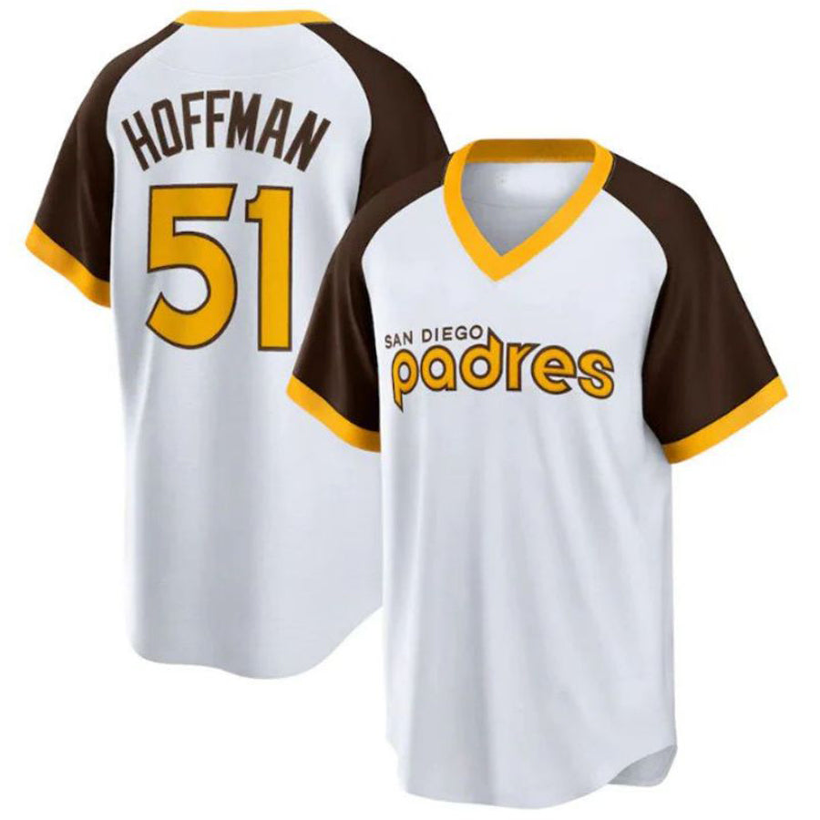 San Diego Padres #51 Trevor Hoffman Home Cooperstown Collection Player Jersey - White Baseball Jerseys