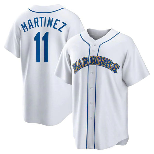 Seattle Mariners #11 Edgar Martinez White Home Cooperstown Collection Replica Player Jersey Baseball Jerseys