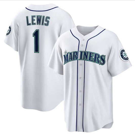 Seattle Mariners #1 Kyle Lewis White Replica Player Name Jersey