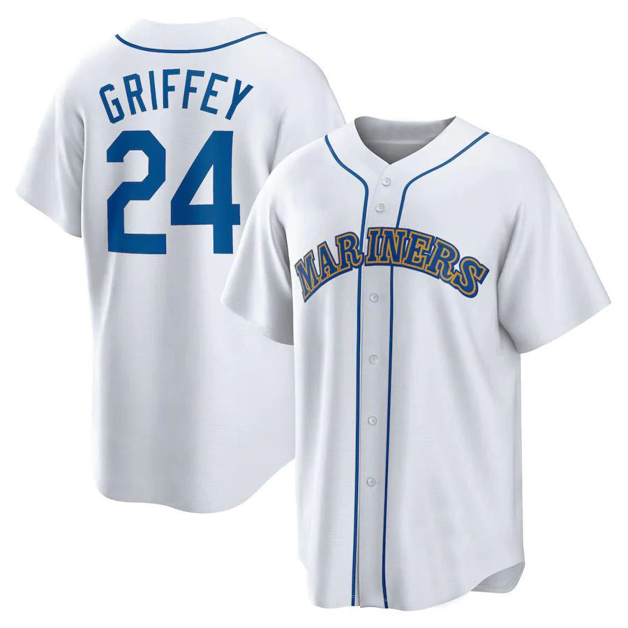 Seattle Mariners #24 Ken Griffey Jr. White Home Cooperstown Collection Player Jersey Baseball Jerseys