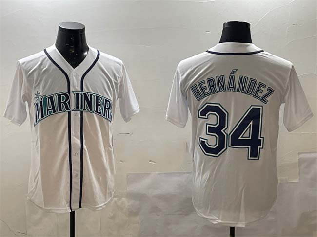 S.Mariners #34 F¨¦lix Hern¨¢ndez Player White Cool Base Stitched Baseball Jerseys