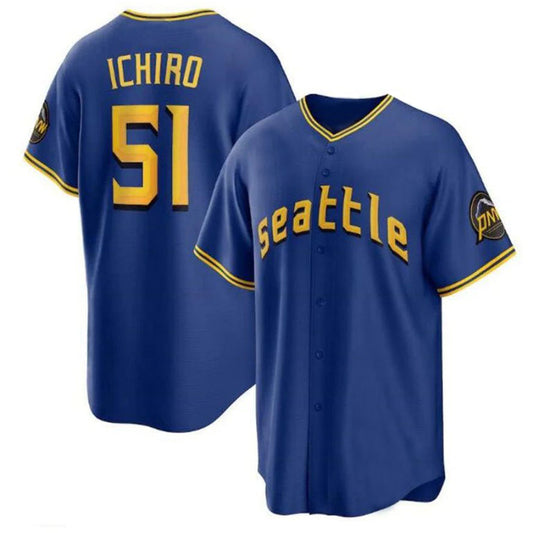 Seattle Mariners #51 Ichiro Suzuki Royal 2023 City Connect Replica Player Jersey Baseball Jerseys