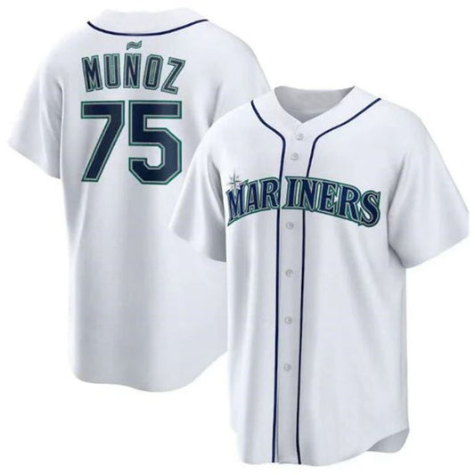 Seattle Mariners #75 Andrés Muñoz White Home Replica Player Jersey Baseball Jerseys