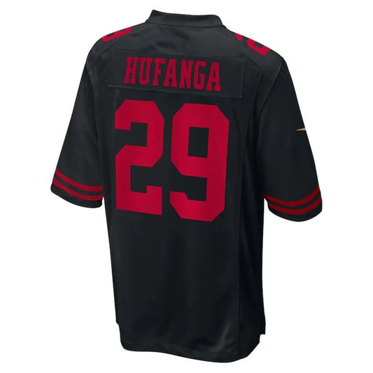 Sf.49ers #29 Talanoa Hufanga Fashion Player Game Jersey Black Stitched American Football Jerseys