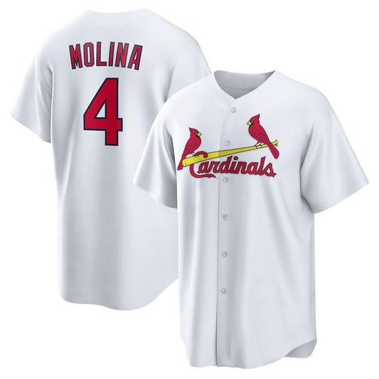 St. Louis Cardinals #4 Yadier Molina White Home Replica Player Name Jersey Baseball Jerseys