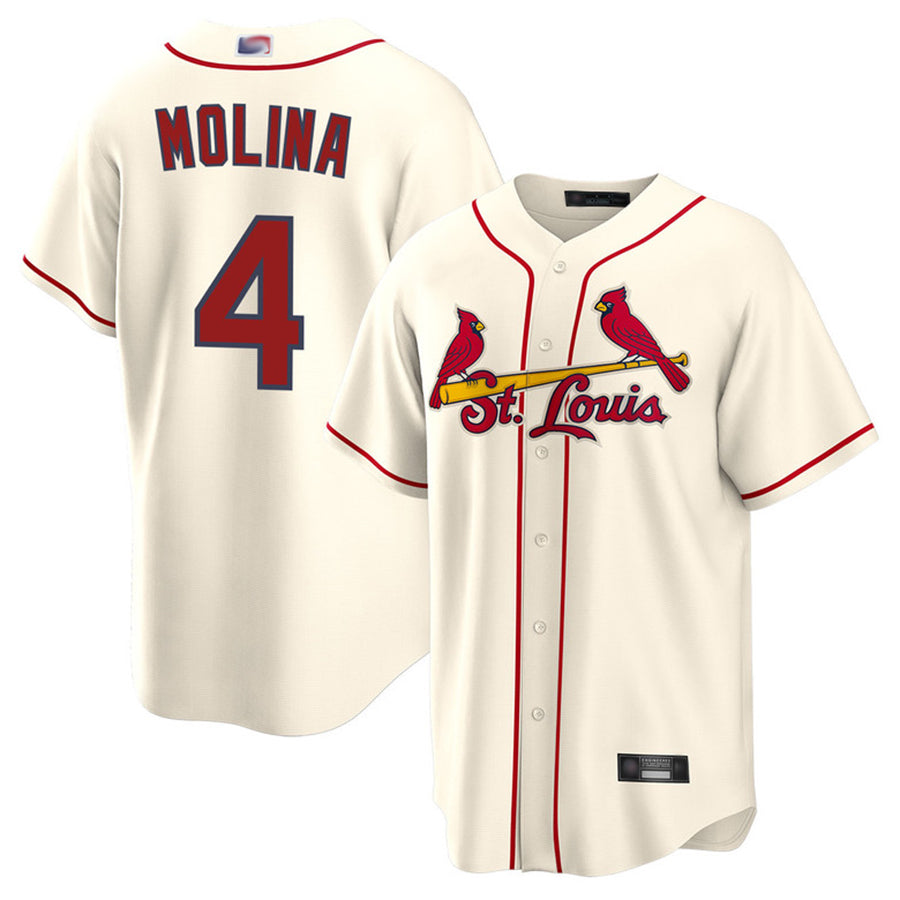St.Louis Cardinals #4 Yadier Molina Player Cream Replica Baseball Jerseys