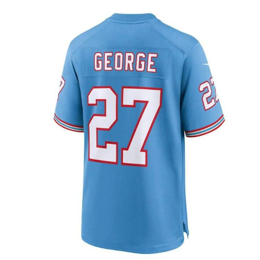 T.Titans #27 Eddie George Light Blue Oilers Throwback Retired Player Game Jersey Stitched American Football Jerseys