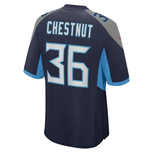 T.Titans #36 Julius Chestnut Navy Game Player Jersey Stitched American Football Jerseys