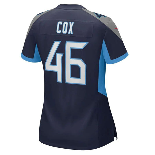 T.Titans #46 Morgan Cox Navy Player Game Jersey Stitched American Football Jerseys