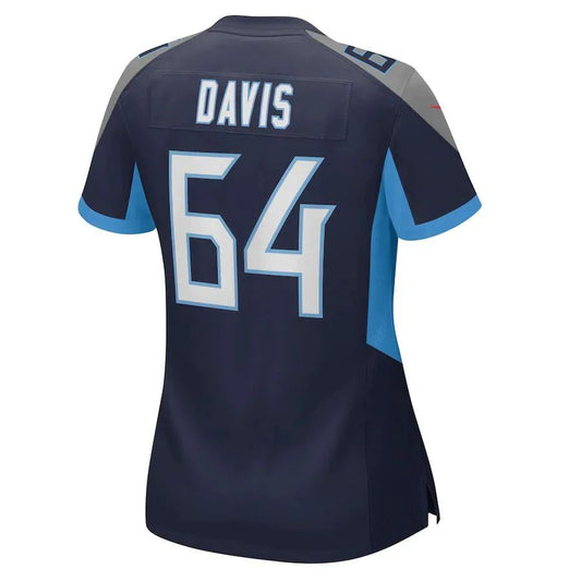 T.Titans #64 Nate Davis Navy Game Player Jersey Stitched American Football Jerseys