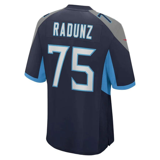 T.Titans #75 Dillon Radunz Navy Game Player Jersey Stitched American Football Jerseys